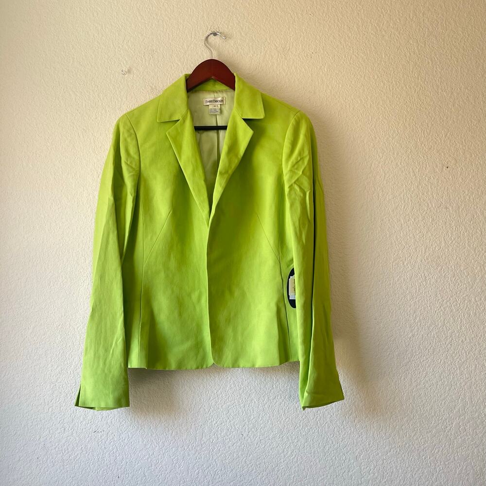 NWT y2k Barry bricken silk and linen lime green blazer size‎ 10